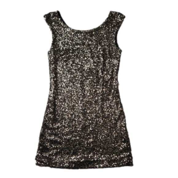 Size M Gold Sequin mini dress Scoop neck sleeveless gold black color MINKPINK - Picture 7 of 15